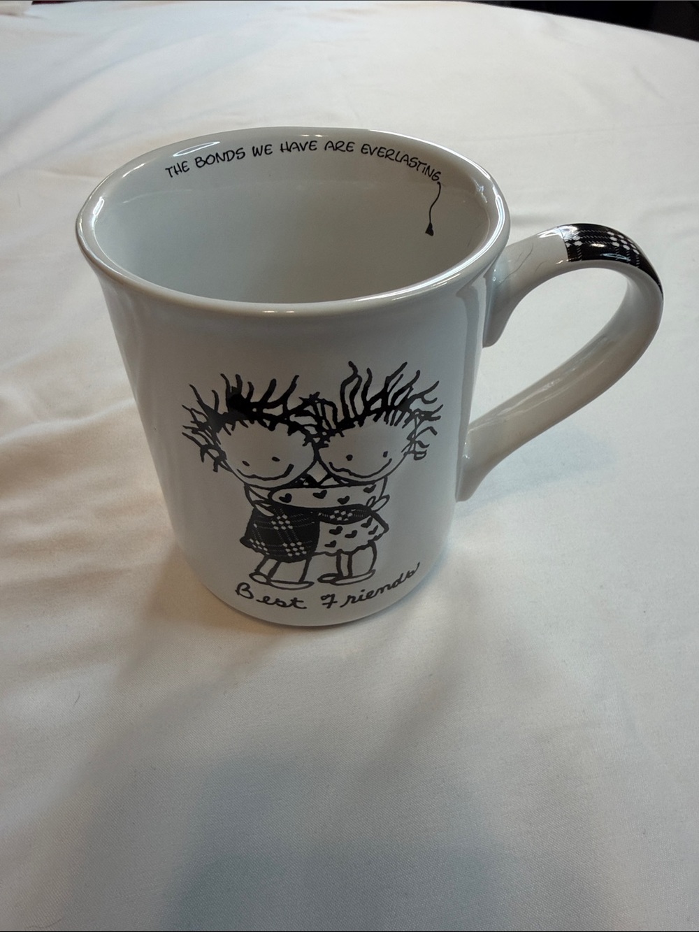 Best Friends White Ceramic Mug with Black Illustration
